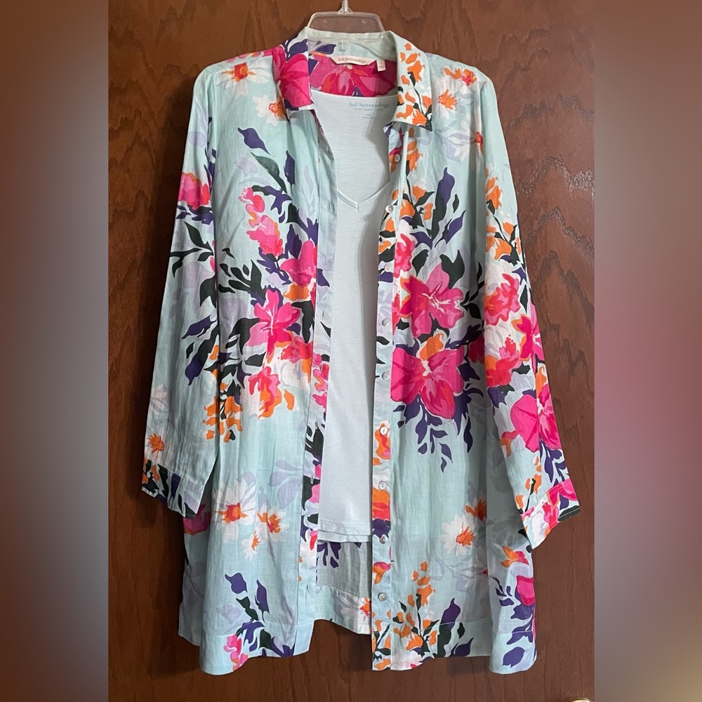 Beautiful Soft Surroundings floral blouse and matching tank top